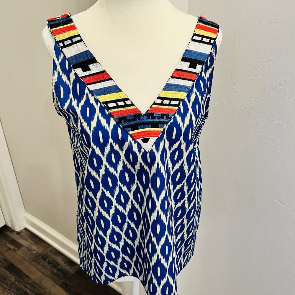 THML Tank Top Womens Medium Blue Embroidered Strap